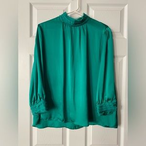 Ladies ZARA Green High Collar Blouse (Medium)